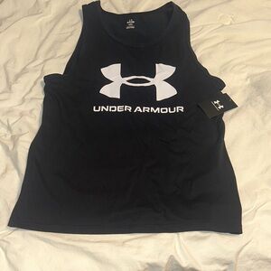 Under Armour Black Sleeveless Top with White Logo